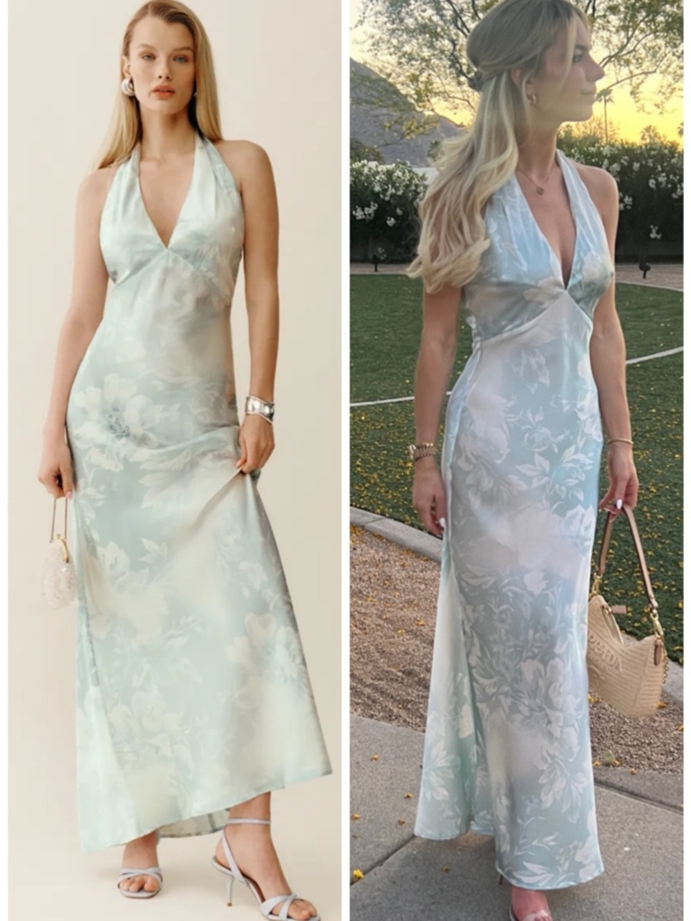 REFORMATION Daniela Maxi Silk Dress in Core Halo SZ US 6 NWT